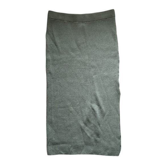 House of Harlow 1960 Dresses & Skirts - House of Harlow 1960 Forest Green Ribbed Knit Midi Skirt Side Slit Size Small